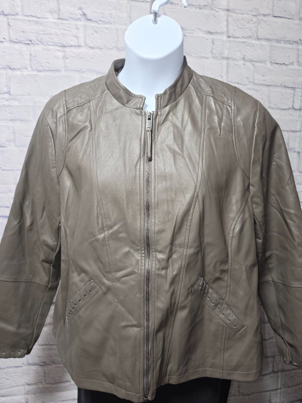 Gray Faux Leather Jacket